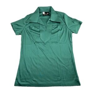 Bonilla Bowling Shirt Vintage 70s Mens 36/38 Green USA NOS Big Pointed Collar
